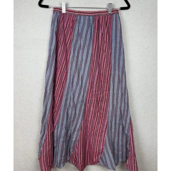 Avatar Maxi Skirt Scalloped Hem Striped 100% Cotton Womens S? Boho - Picture 3 of 5